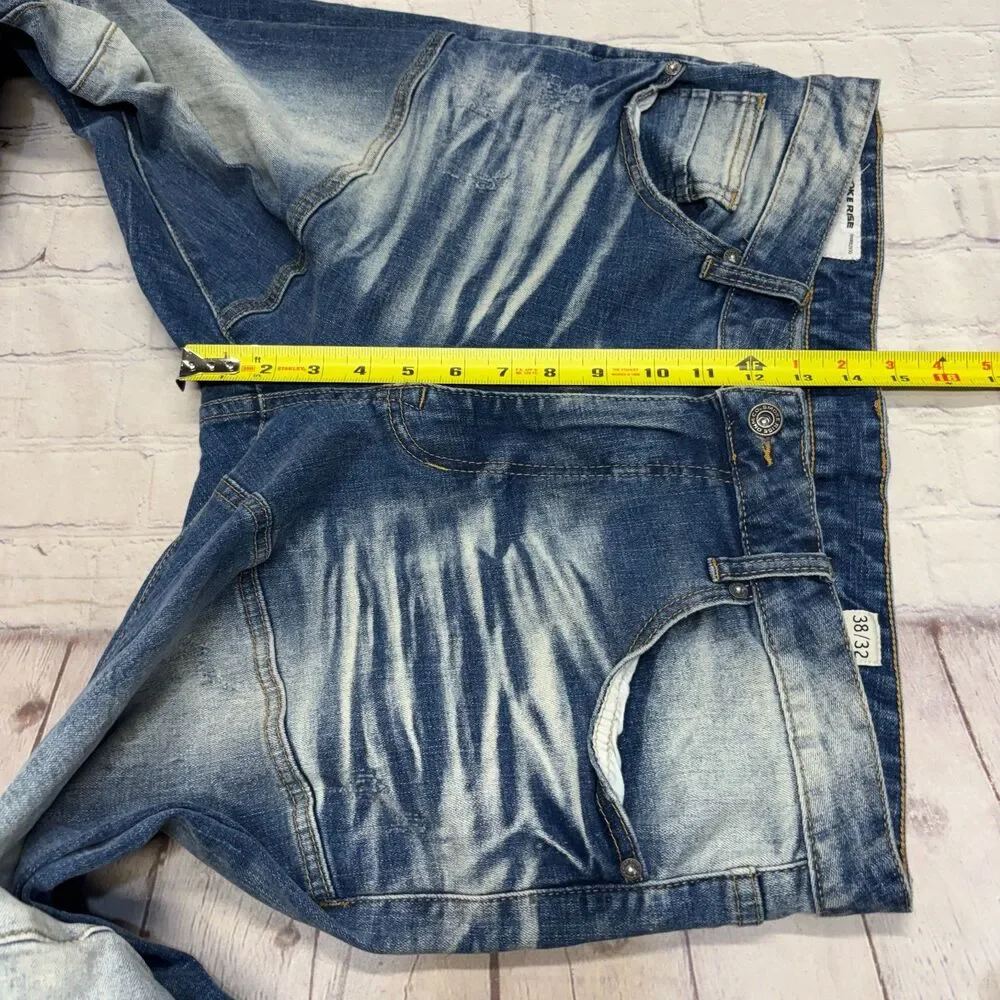 Smoke Rise Men Slim Distressed Jeans Size 38x32 Blue Denim C132 -27